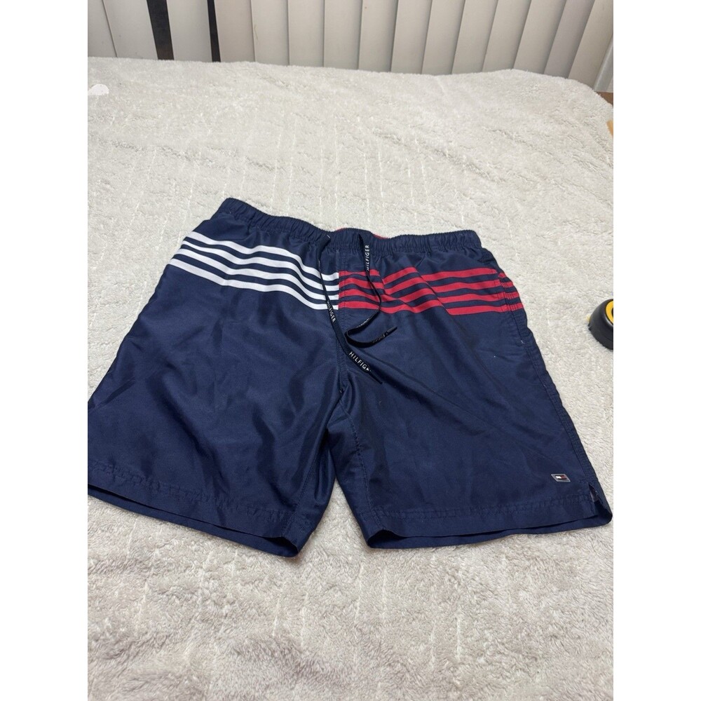 Tommy Hilfiger Men’s Swim Trunks Size L Navy Red White Striped Board Shorts